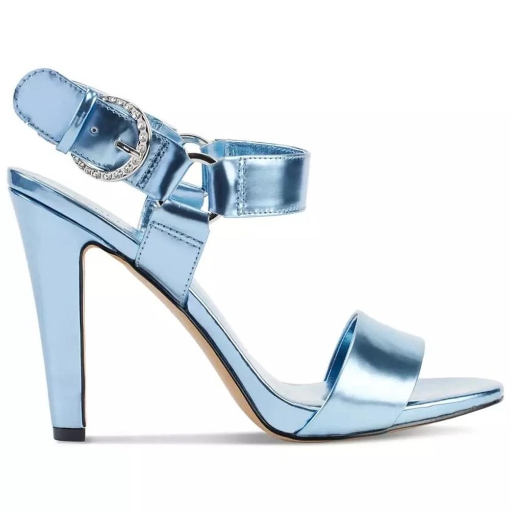 KARL LAGERFELD PARIS Cieone Blue Metallic High 4in Heel Holiday Party NWT Size 7 - Picture 2 of 10